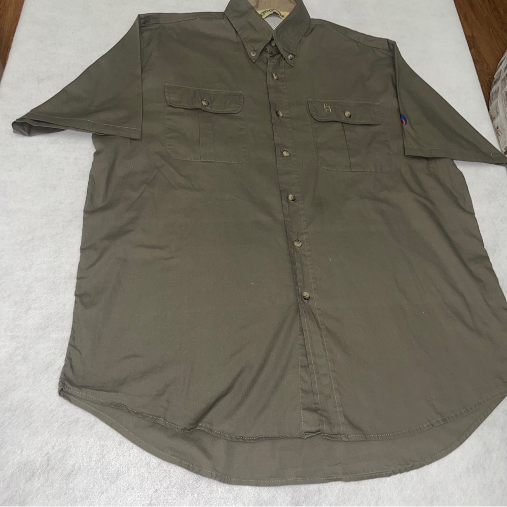 Bob Allen vented short sleeve button down shirt green
